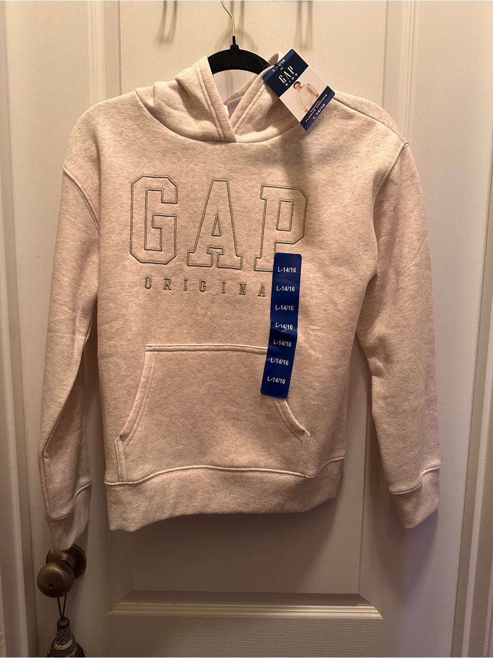 GAP Light Cream Pullover Hoodie with Embroidered Logo